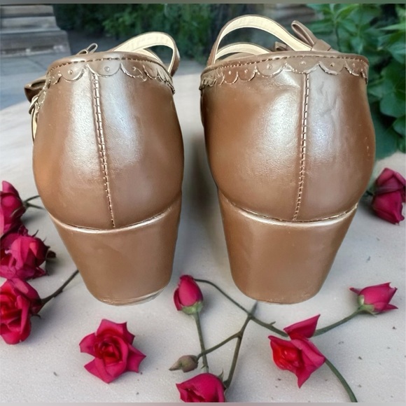 Body Line Japan Size 27 Brown Mary Jane Shoes w/ Double Straps & Bows - Picture 5 of 14